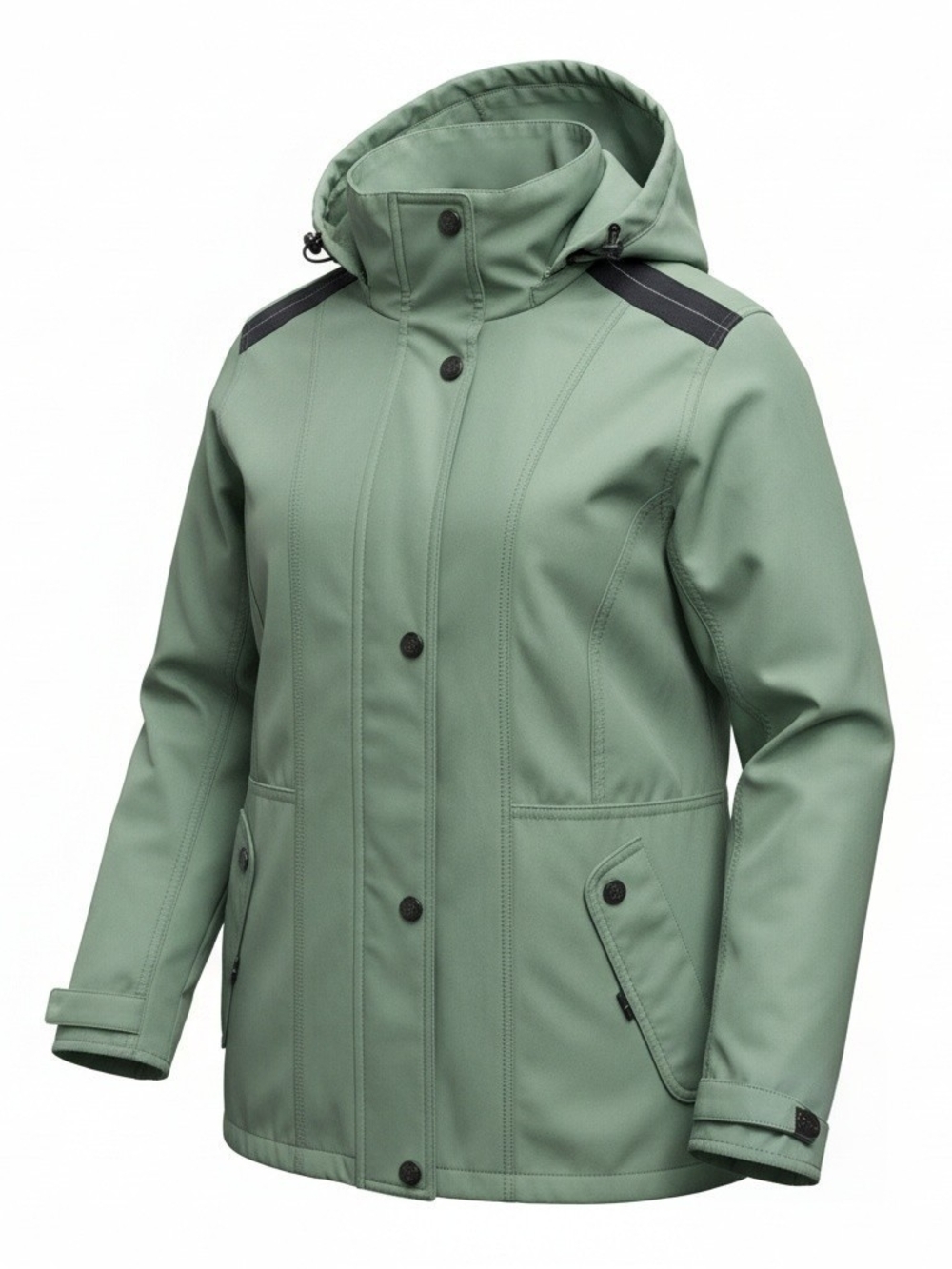 MISTY HARBOR Green Softshell Hooded Rain Woman Jacket Size 12